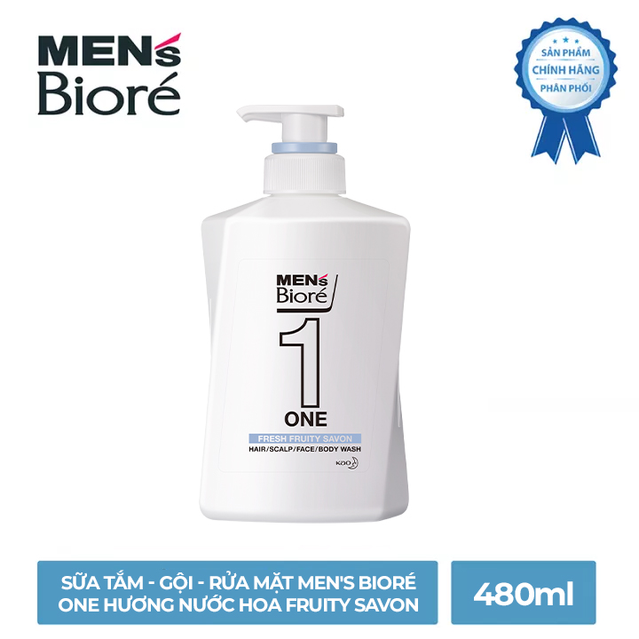 Sữa Tắm - Gội - Rửa Mặt Men's Bioré One Hương Nước Hoa Fruity Savon 480ml