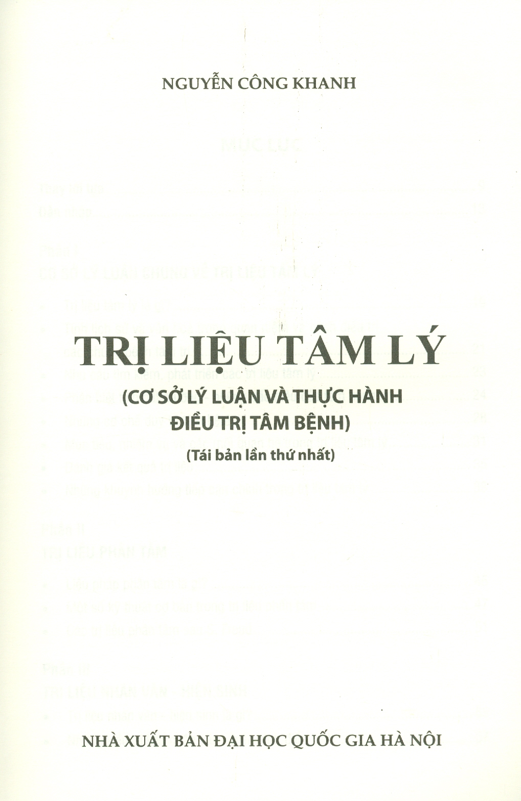 Trị Liệu Tâm Lý - Cơ Sở Lý Luận Và Thực Hành Điêu Trị Tâm Bệnh (Tái bản lần thứ nhất) - Bản in năm 2023