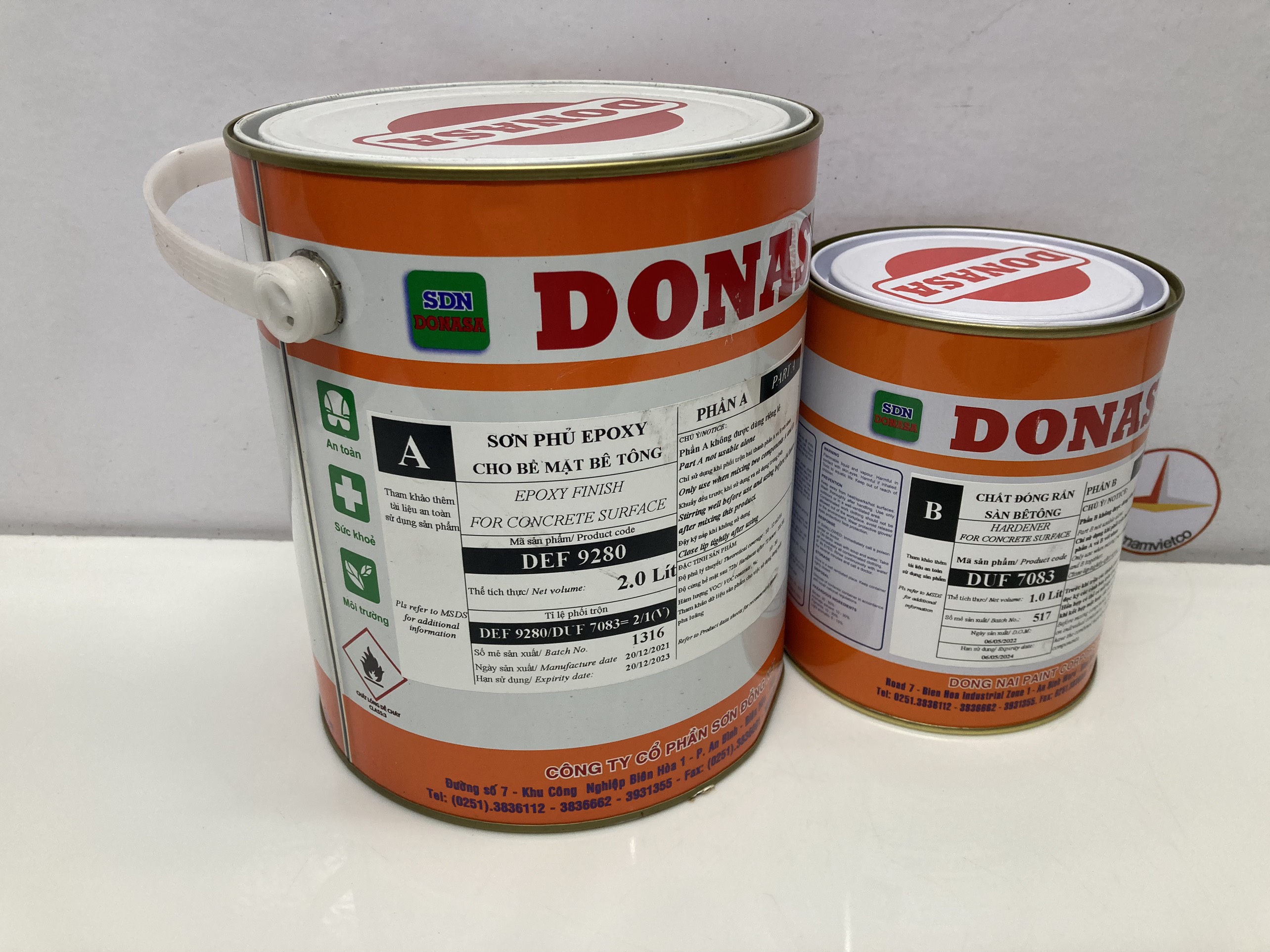 Sơn sàn bê tông Donasa /Floor coating Paint màu xanh lá lợt DEF 9280 3L