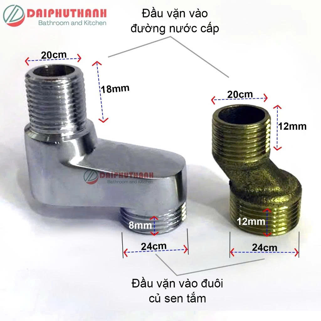Cặp Chân Sen Chân Chữ Z Nhiều Kích Thước Kèm Nắp Chụp Và Ron Cao Su - Phụ kiện thay thế vòi sen tắm nóng lạnh