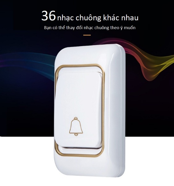 Bộ chuông cửa đôi thông minh, chống nước tích hợp 36 nhạc chuông, dễ dàng lắp đặt  ( Tặng kèm 04 nút kẹp cao su đa năng ngẫu nhiên )