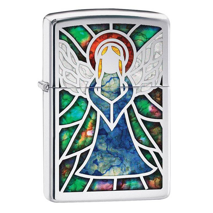 Bật Lửa Zippo 28967 - Bật Lửa Zippo Stained Glass Angel High Polish Chrome Fusion