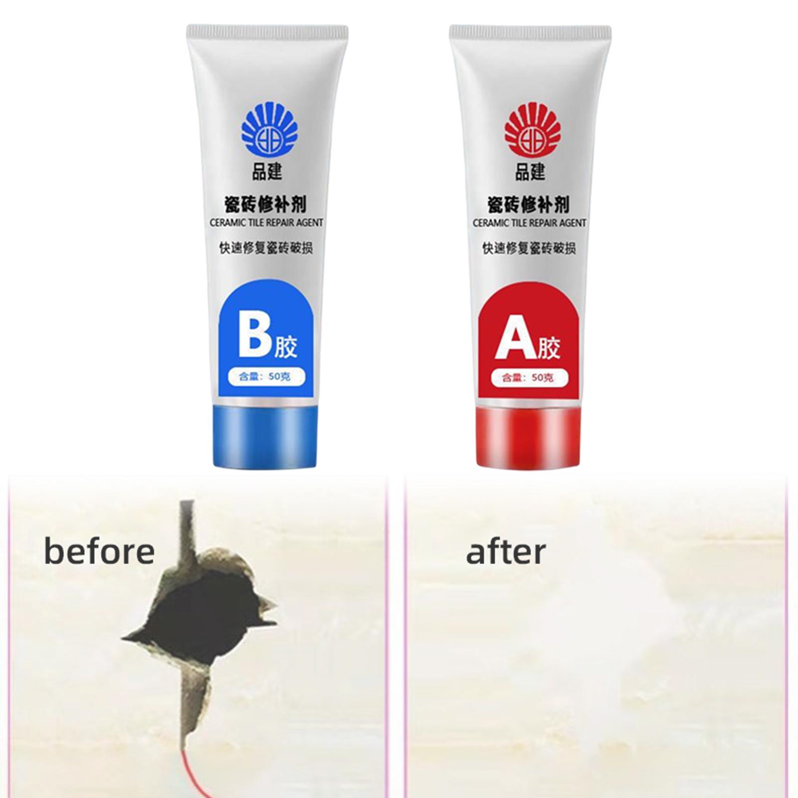2x Tile Repair Agent Tub Repair Fix Hole Ceramic Repair Paste for Bathtub Toilet Shower