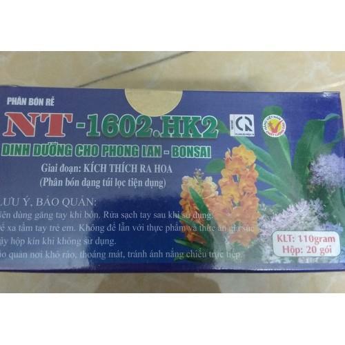 Phân bón túi lọc kích thích ra hoa cho phong lan và cây kiểng NT- 1602. HK2 - hộp 20 gói