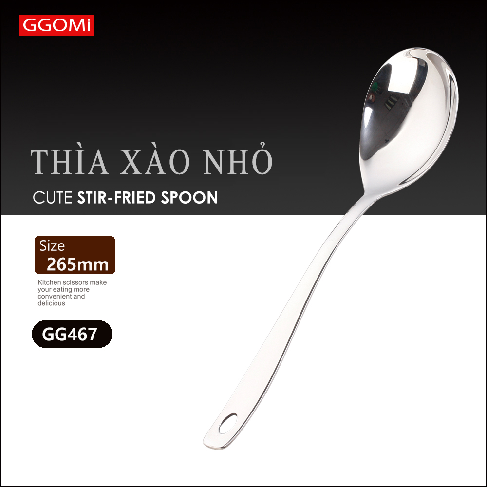 Thìa xào nhỏ inox dài 26 cm, rộng 7 cm bằng thép không gỉ an toàn sức khỏe GGOMi Hàn Quốc GG467