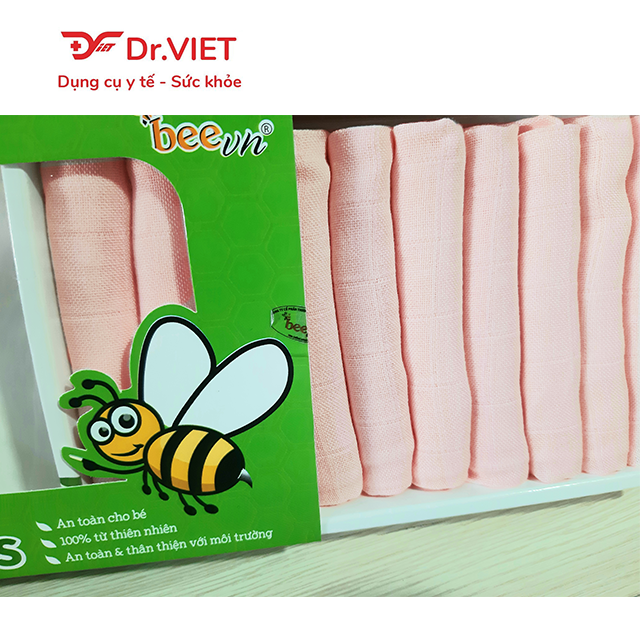 Khăn sữa sợi tre Bee Kids chính hãng thương hiệu Beevn (Hộp 10 cái) - Khăn em bé mềm mịn, kháng khuẩn an toàn cho trẻ