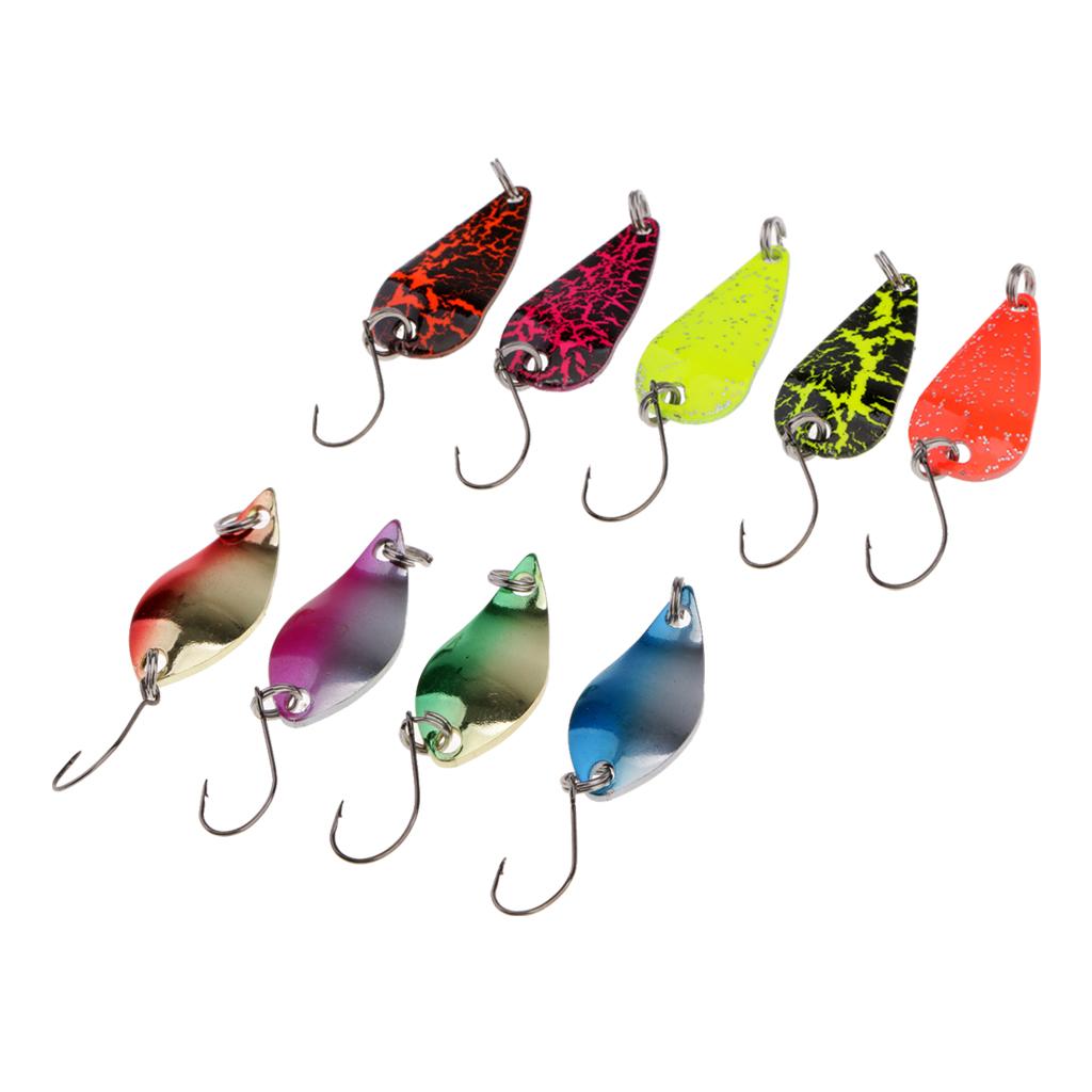 9pcs Metal Spinner Spoon Life-like Hard Baits Fishing Lure Multi Color Hooks