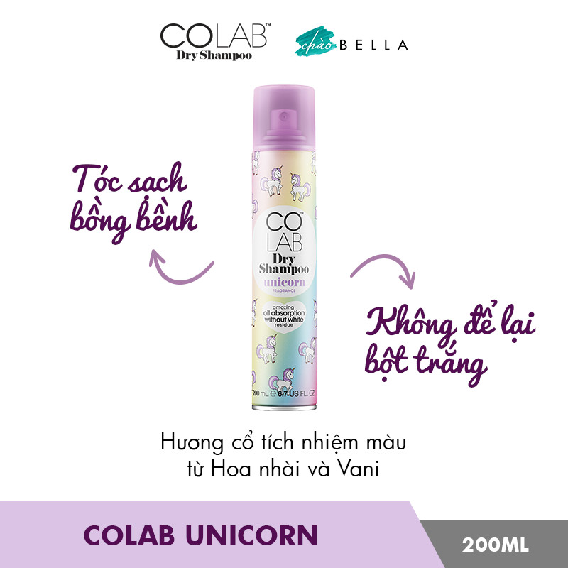 Combo 2 Chai Dầu Gội Khô Colab mùi Original + Unicorn 200ml/chai