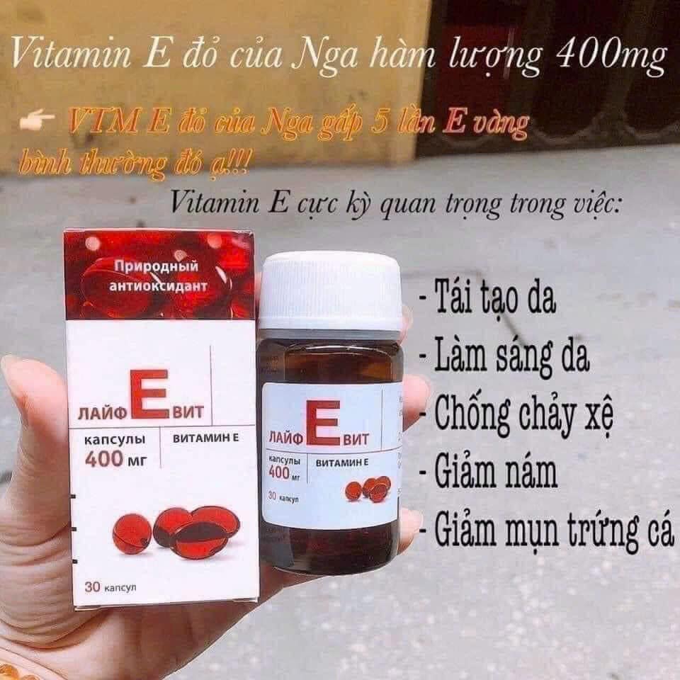 Viên uống Vitamin E đỏ Mirrolla  của Nga hũ 30 viên ( không xuất hóa đơn đỏ )