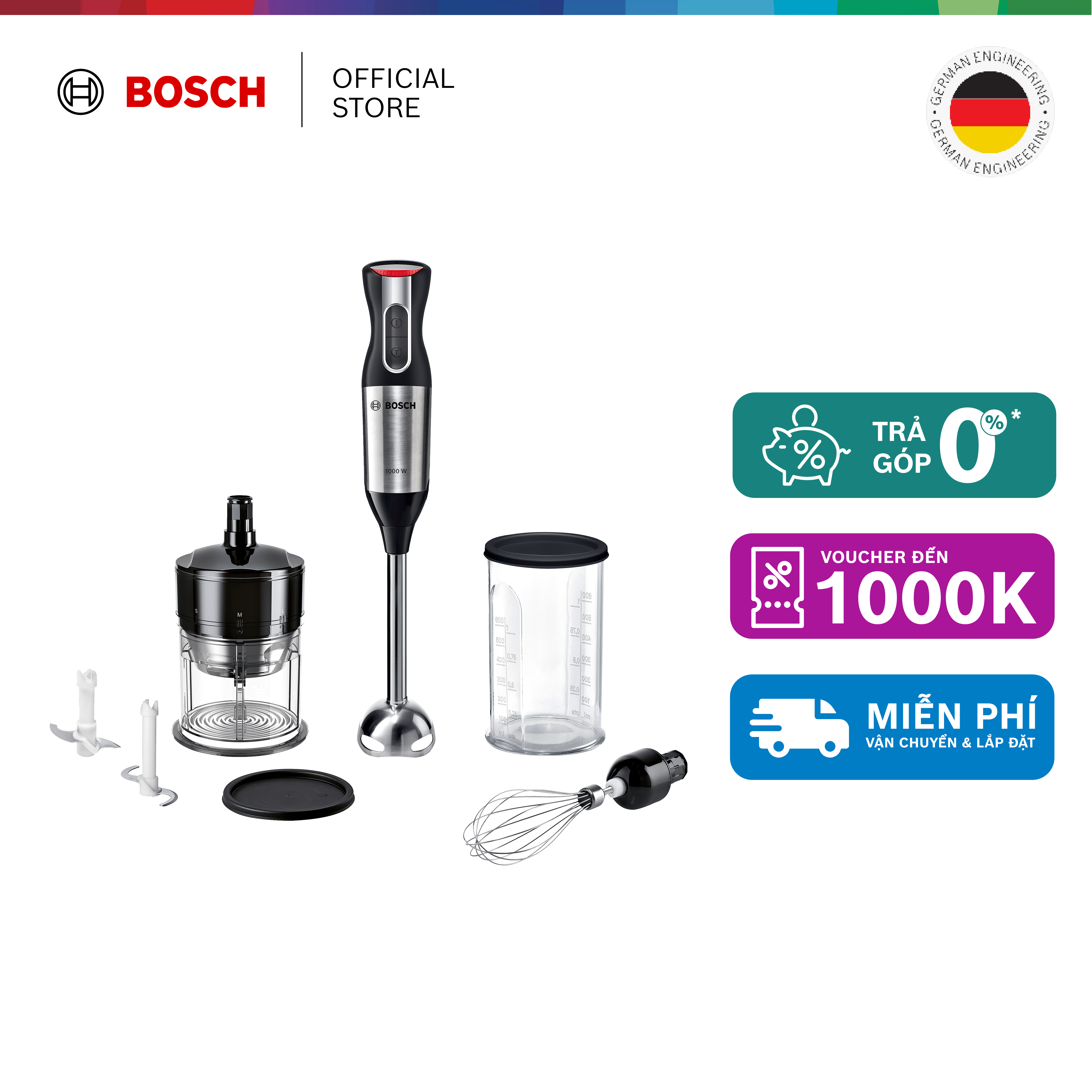 Máy xay sinh tố cầm tay MS6CM6166 ErgoMixx 1000W 12 tốc độ - Hàng chính hãng