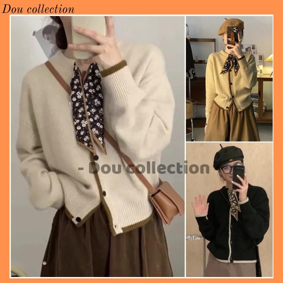 Áo Khoác Len Trơn Phối Nơ Vintage Ôm Cá Tính Phong Cách Hàn Quốc Thời Trang Thu Đông - Mã TA007