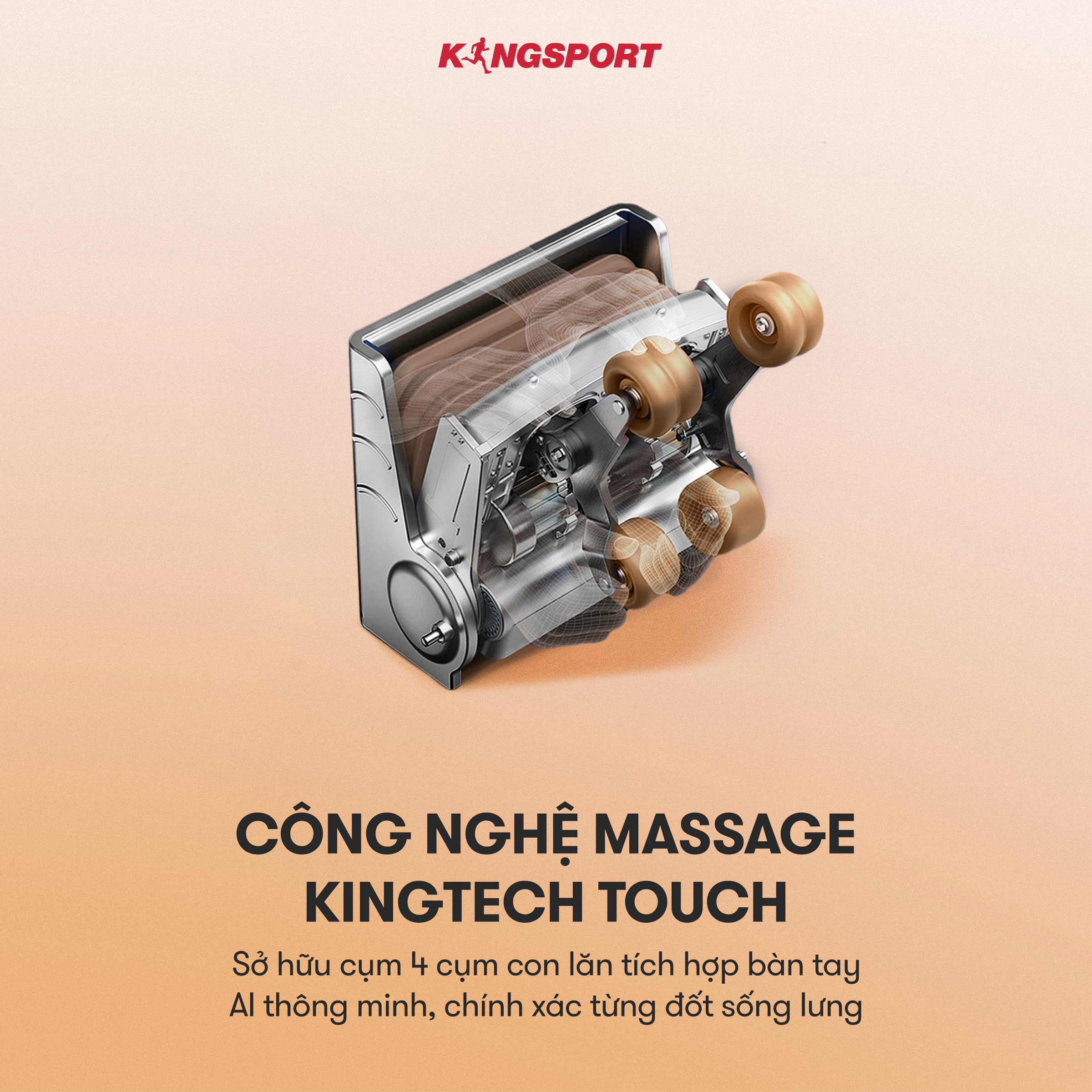 Ghế massage KINGSPORT Standard G2 con lăn di chuyển cổ vai, thiết kế hiện đại 2024, khung ghế rộng rãi và thoải mái