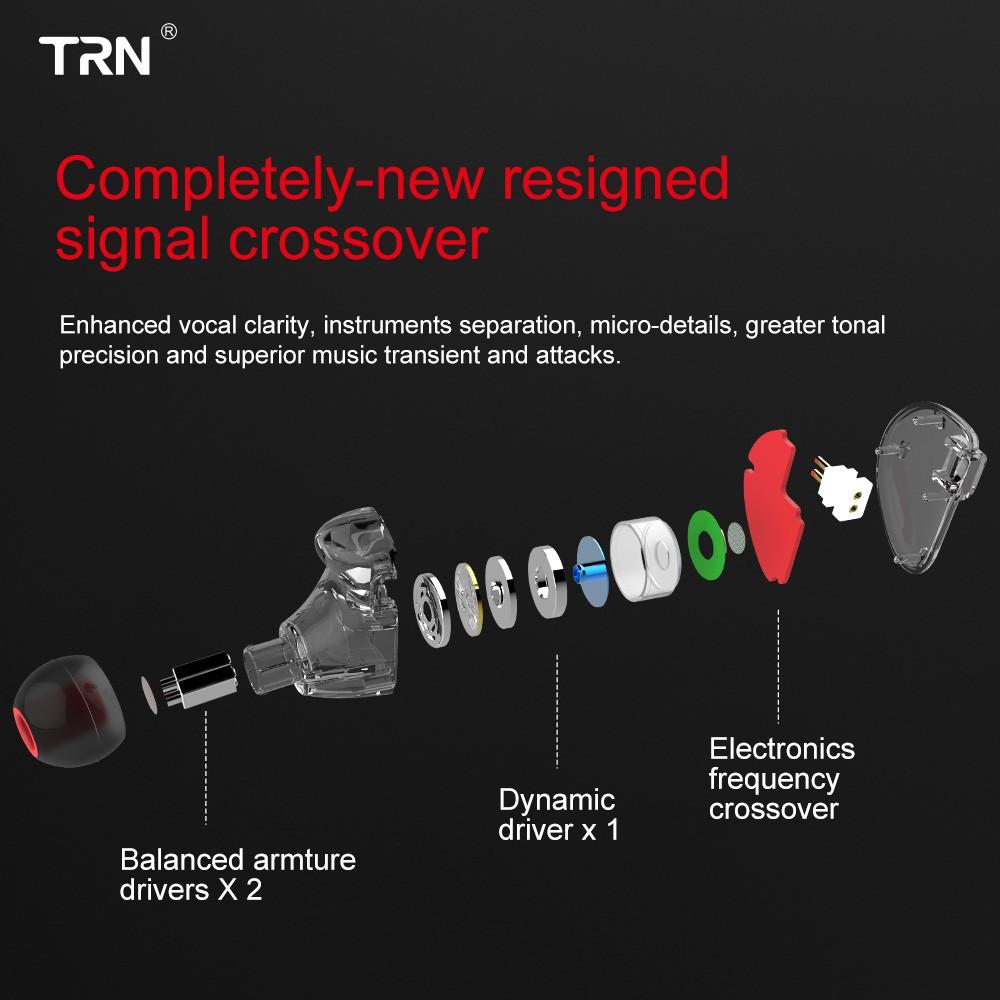 TRN V30 2BA 1DD Hybrid In Ear Earphone IEM HIFI Monito Sport Earphone 3 Drive Earplug Headset 2Pin Detachable TRN V80/IM1 ZS10