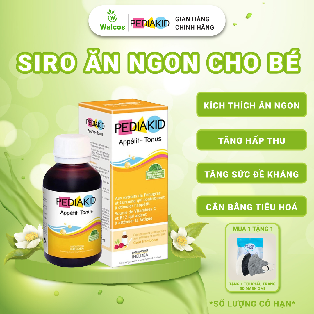 Siro Ăn Ngon Cho Bé Pediakid Appetit Tonus - Kích Thích Trẻ Thèm Ăn Tự Nhiên, Giảm Mệt Mỏi (125ml)