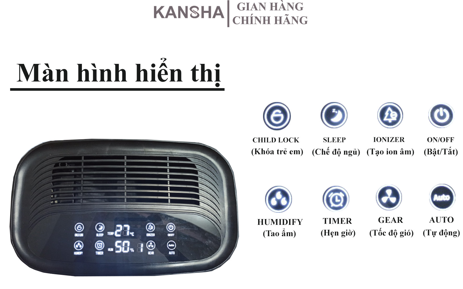 Máy lọc không khí KANSHA AP02 - Air Purifier - Hàng chính hãng