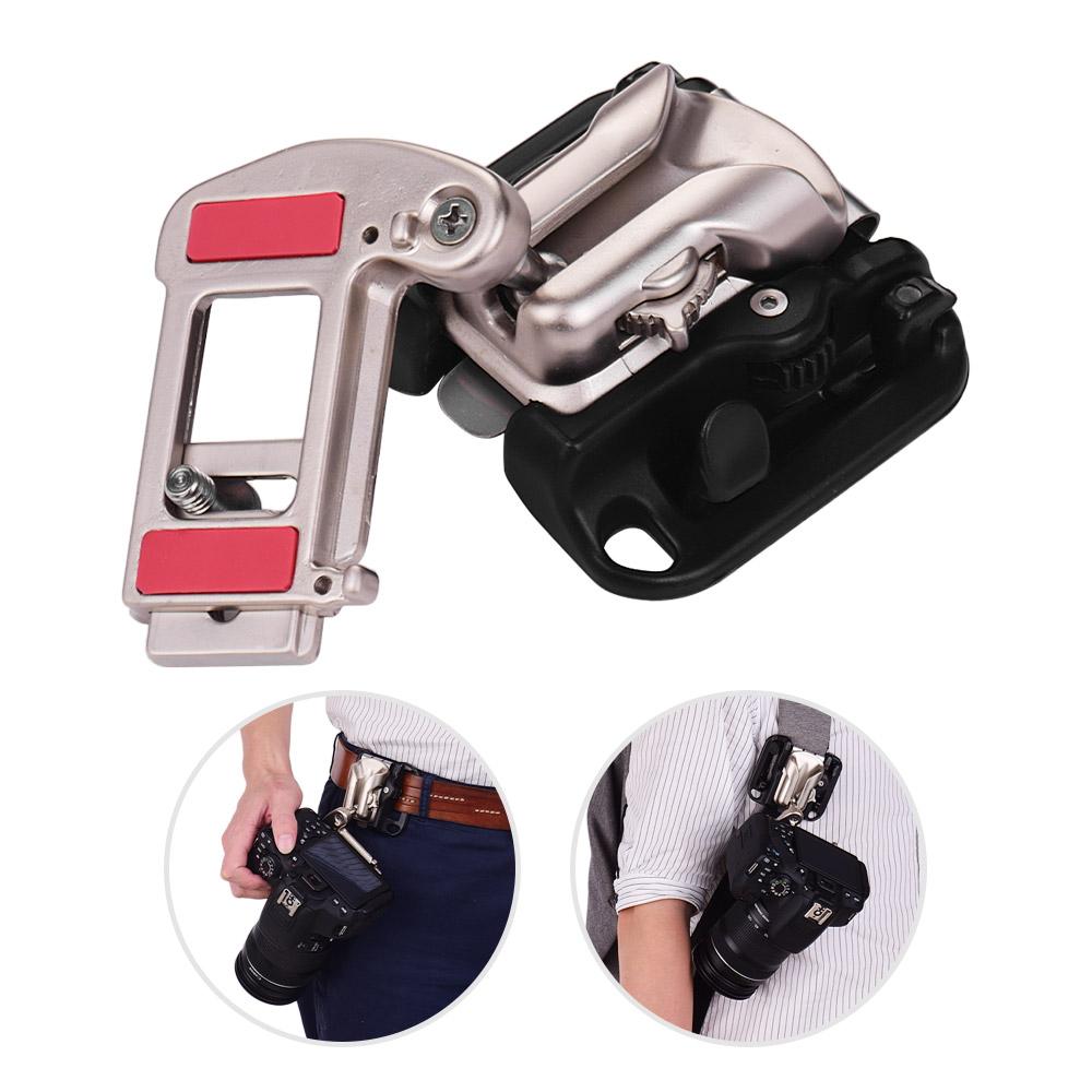 Bao da máy ảnh kẹp thắt lưng với tấm nhả nhanh Vít 1/4 inch cho Canon Nikon Sony Olympus - Bạc