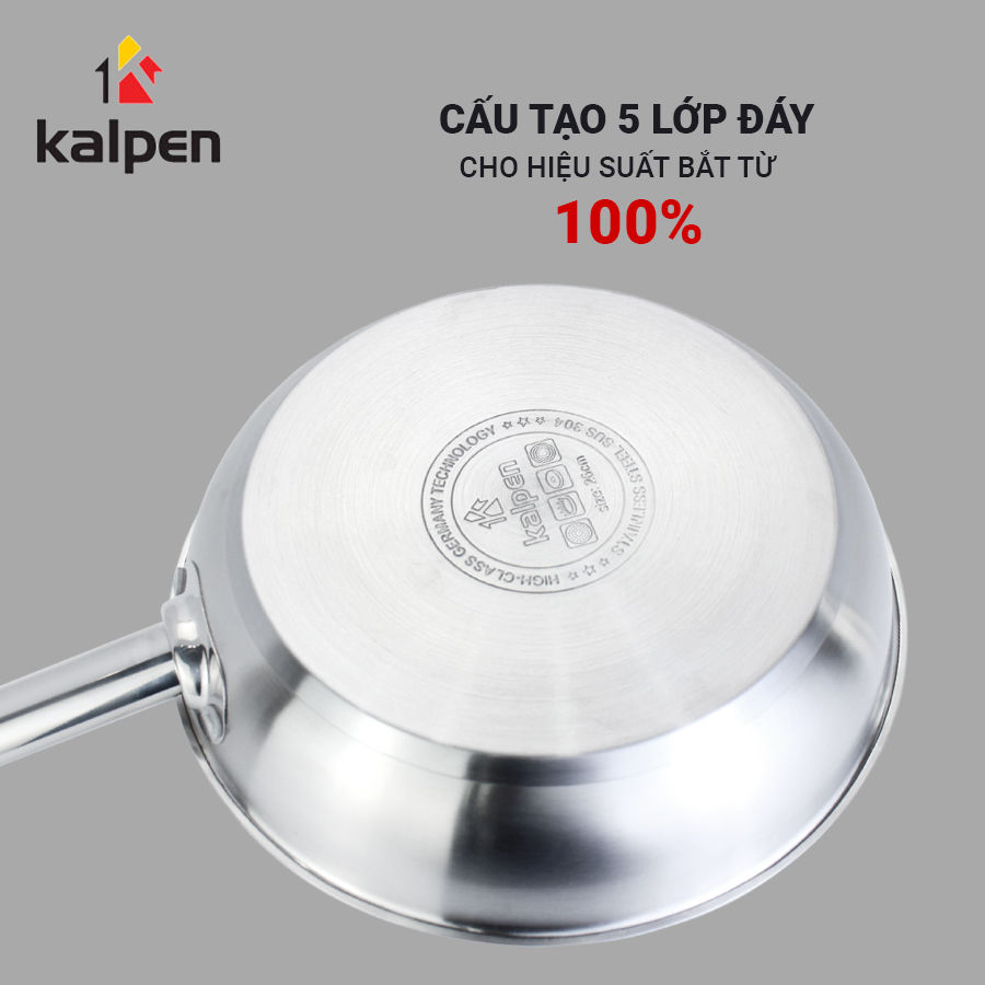 Chảo chống dính Inox 5 lớp Kalpen Lermat chuẩn Đức size 24/26/28cm - Hàng chính hãng