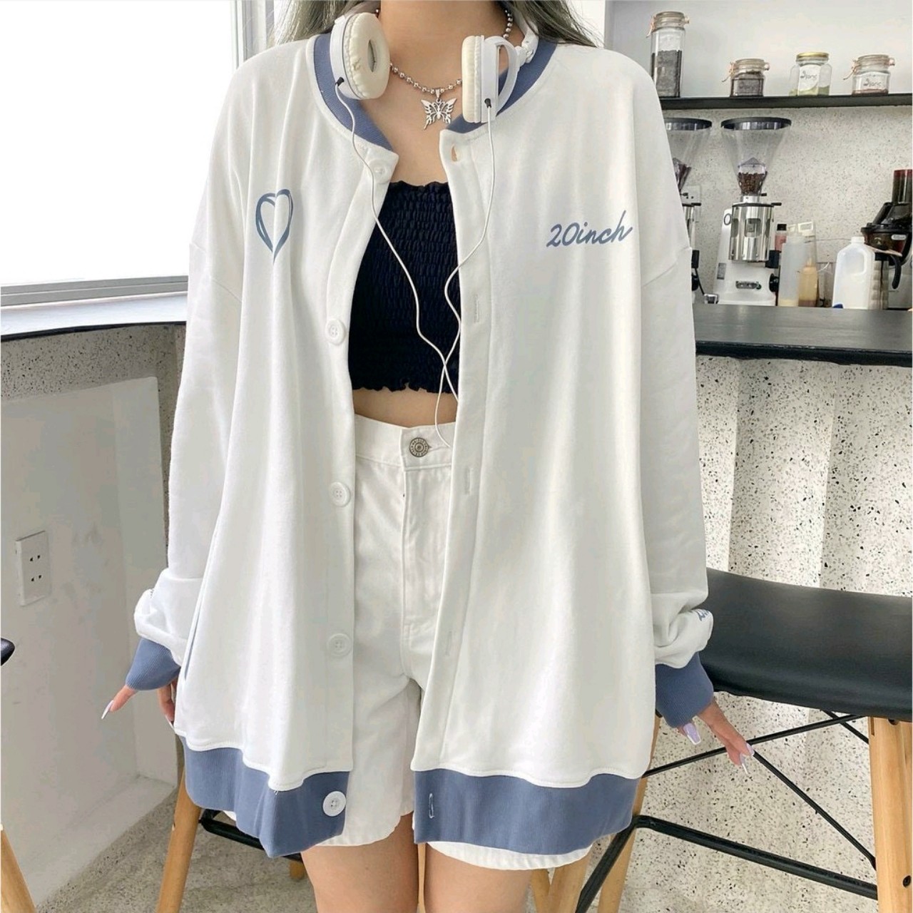 Hình ảnh Áo Khoác Cardigan Nỉ Chữ 20 inch Tim Nam Nữ Cặp Đôi Freeship Đẹp - Form Unisex Hàn Quốc