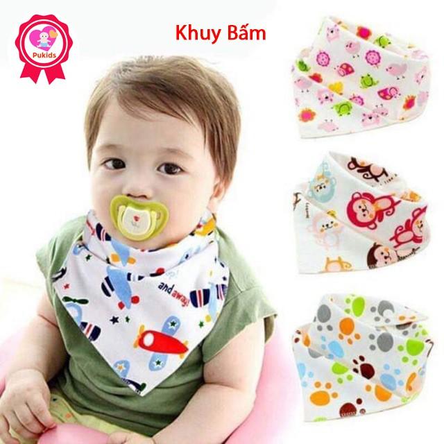 Khăn Yếm Tam Giác Có Khuy Bấm Cho Bé 2 Lớp, 100% cotton