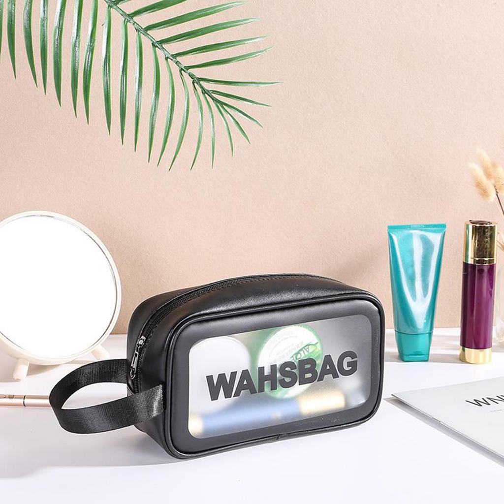 Waterproof Travel Bag Transparent Makeup Toiletry Clear Wash Pouch Black S