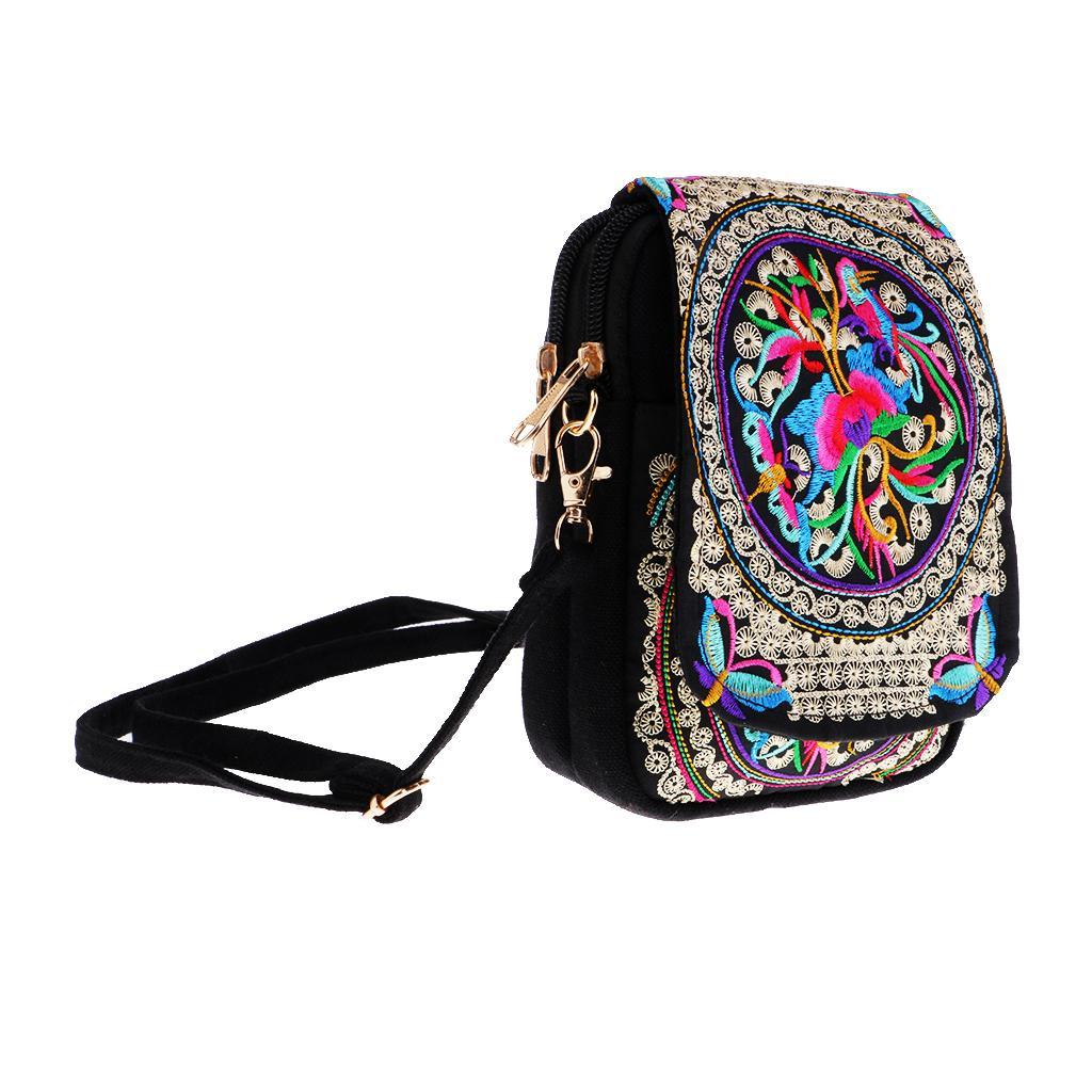 2 Pieces Embroidery Women Backpack Shoulder Bag Flower