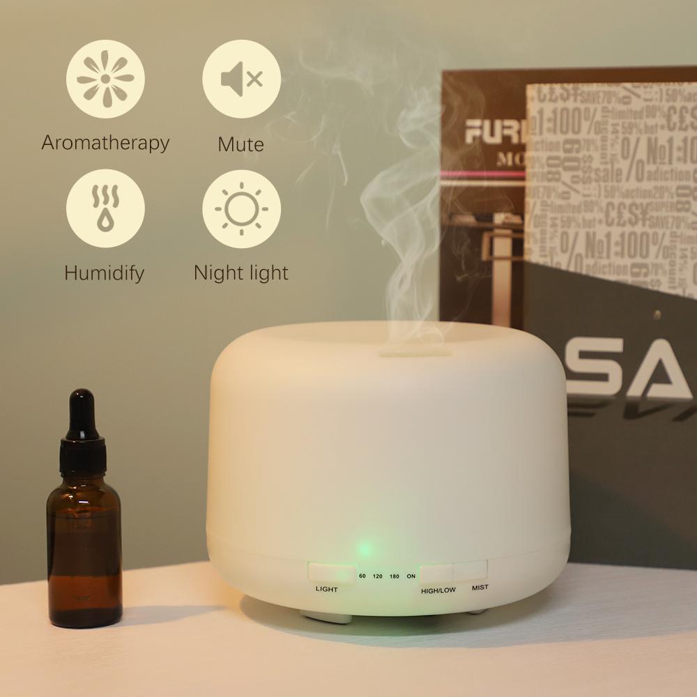 7 Màu Đèn LED Ánh Sáng Điện Máy Tạo Độ Ẩm Không Khí Tinh Tinh Dầu Khuếch Tán Tinh Dầu 500ML Siêu Âm Thanh Máy Tạo Độ Ẩm Phun Sương Tạo