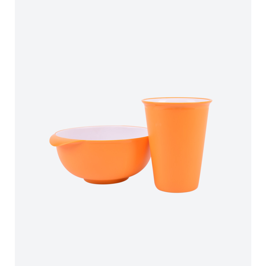 Combo 1 Tô & 1 Ly nhựa trẻ em Hàn Quốc - Màu Cam