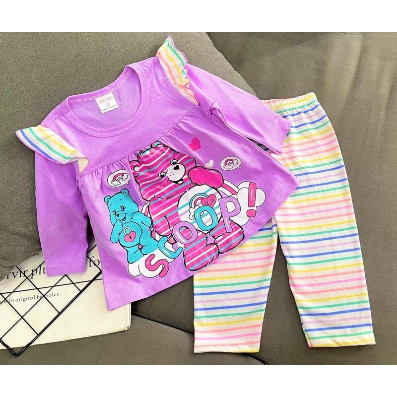 Bộ dài bé gái thun cotton borip chính phẩm dáng babydoll