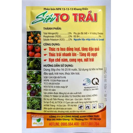 Phân bón Siêu to trái ngọt quả, lớn quả, to quả, siêu ngọt chắc quả ớt, cà chua, dưa hấu, cam bưởi