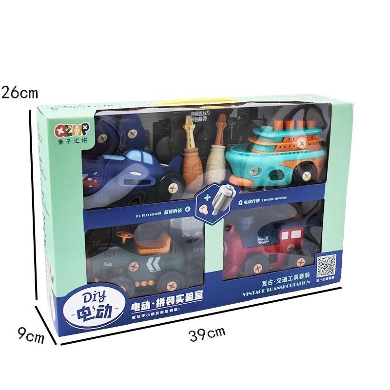 Ô Tô Đồ Chơi Lắp Rắp, Đồ Chơi Lắp Rắp Đa Dạng Mẫu Cho Bé từ 3 - 7 Tuổi- Dùng Pin