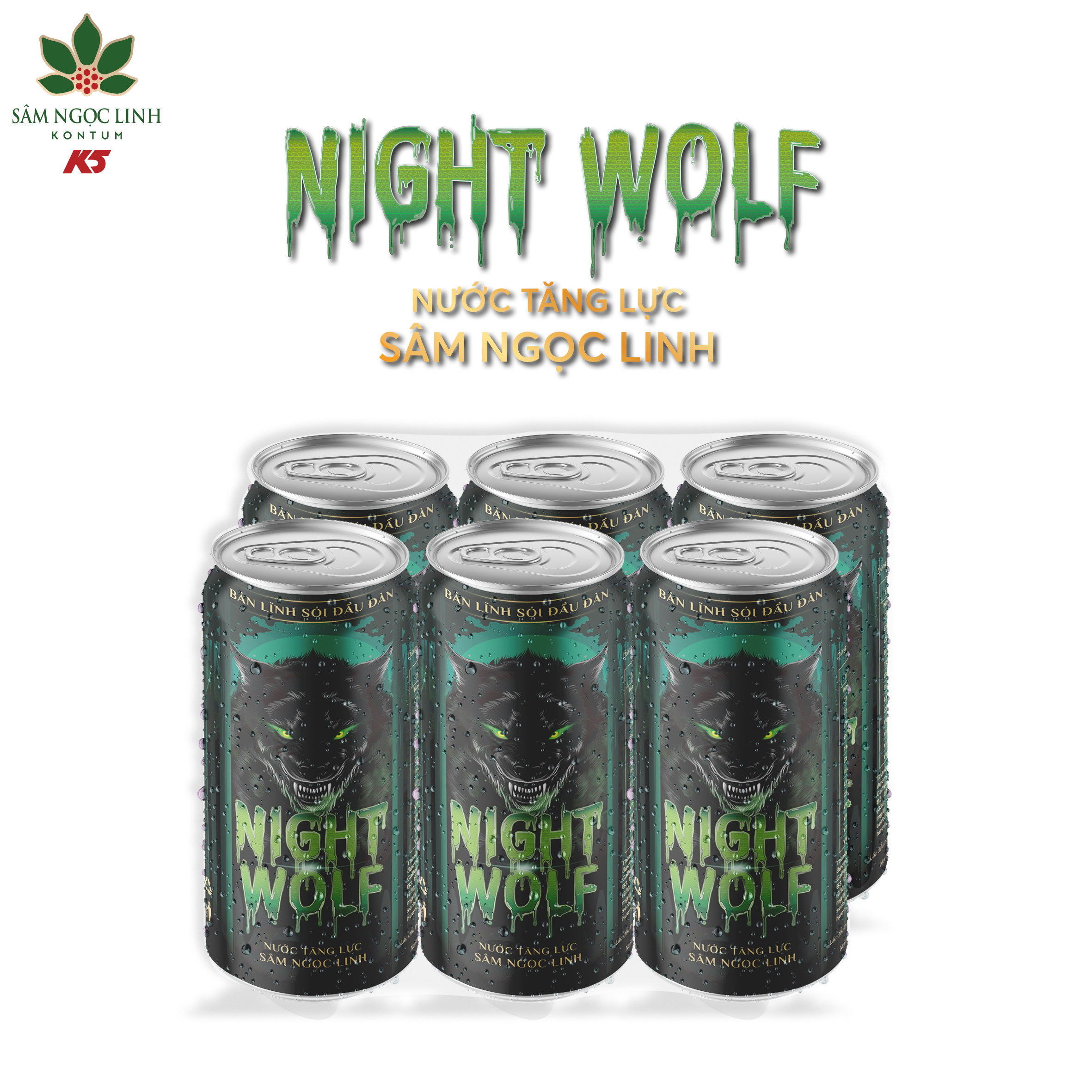 Nước Tăng Lực NightWolf Sâm Ngọc Linh Thùng 24 Lon 245ML/Lon