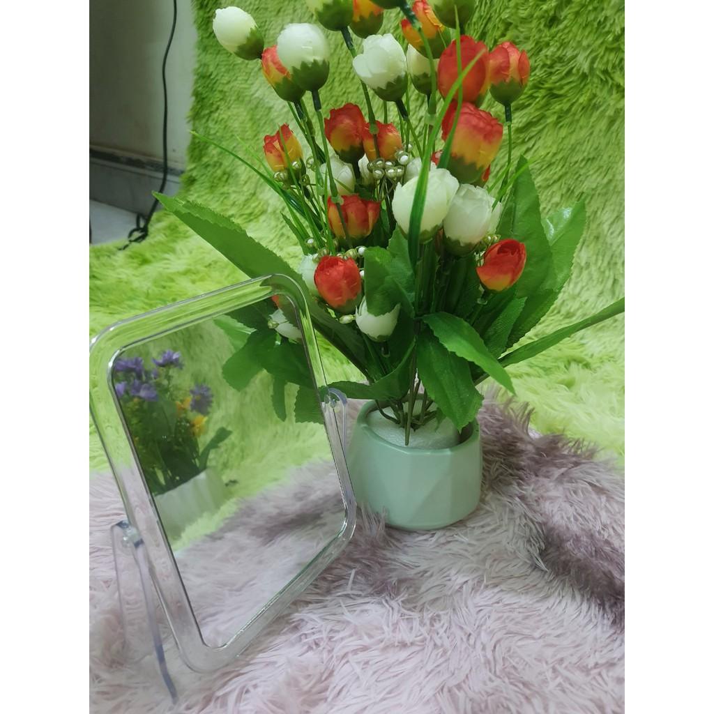 Gương Hai mặt 360Độ Gương soi trang điểm để bàn hình chữ nhật- hình tròn 18x21cm - Gương để bàn, Gương soi, Gương gấp