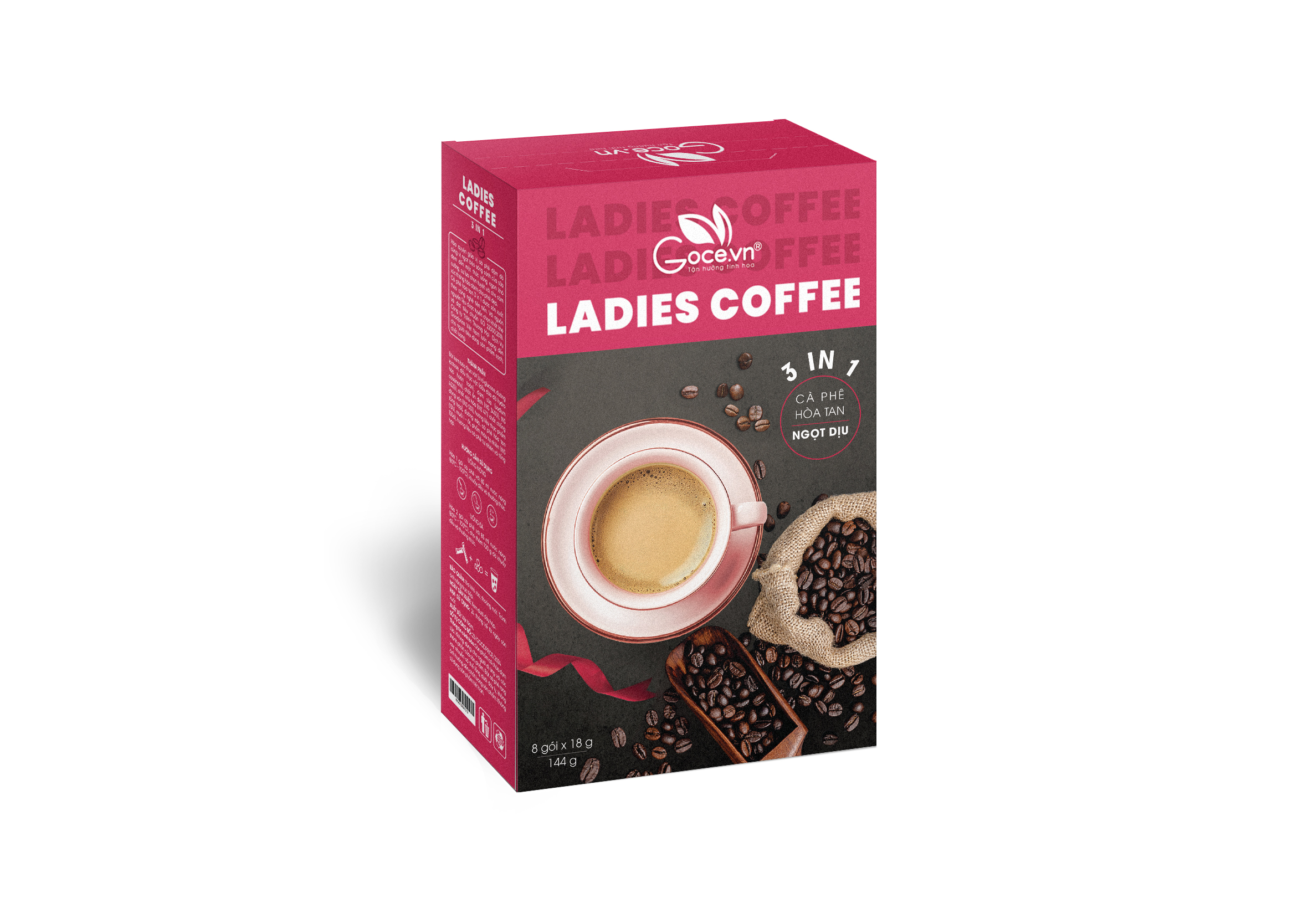 Ladies Coffee Goce - Cafe Nữ hòa tan 3 trong 1 - 144g (8 gói x 18g)