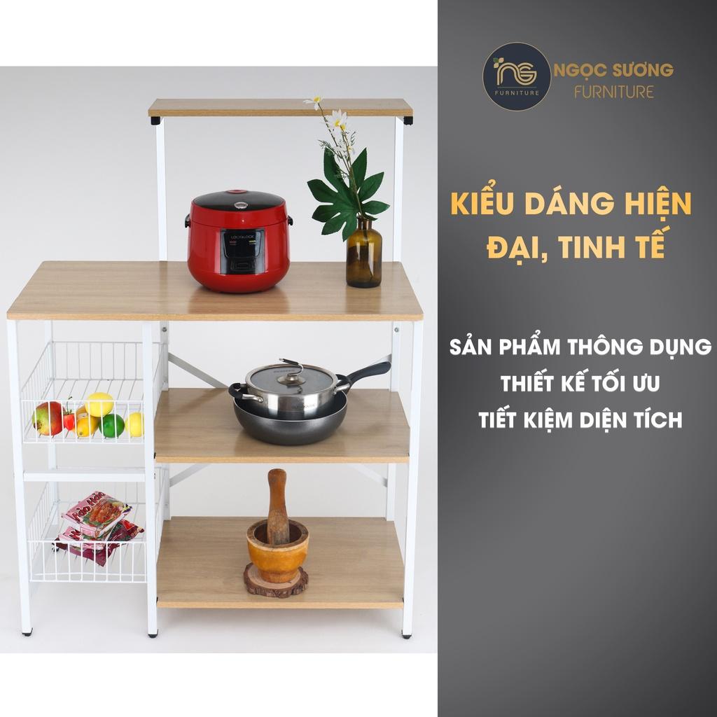 Kệ bếp lò vi sóng có rổ KE01 Ngọc Sương dài 89cm x rộng 40cm x cao 124cm