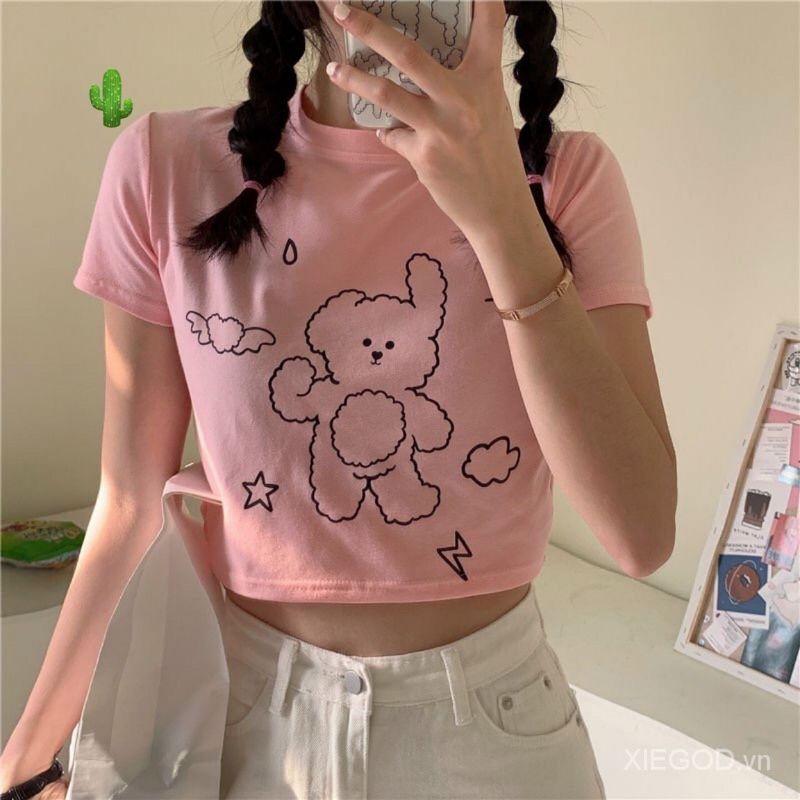 Áo croptop in hình GÂU' siêu cưng