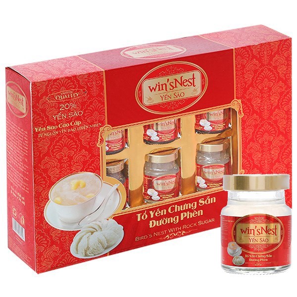 Combo 2 hộp Yến sào win'sNest (20%) chưng sẵn đường phèn (6 Lọ x 70ml / Hộp)