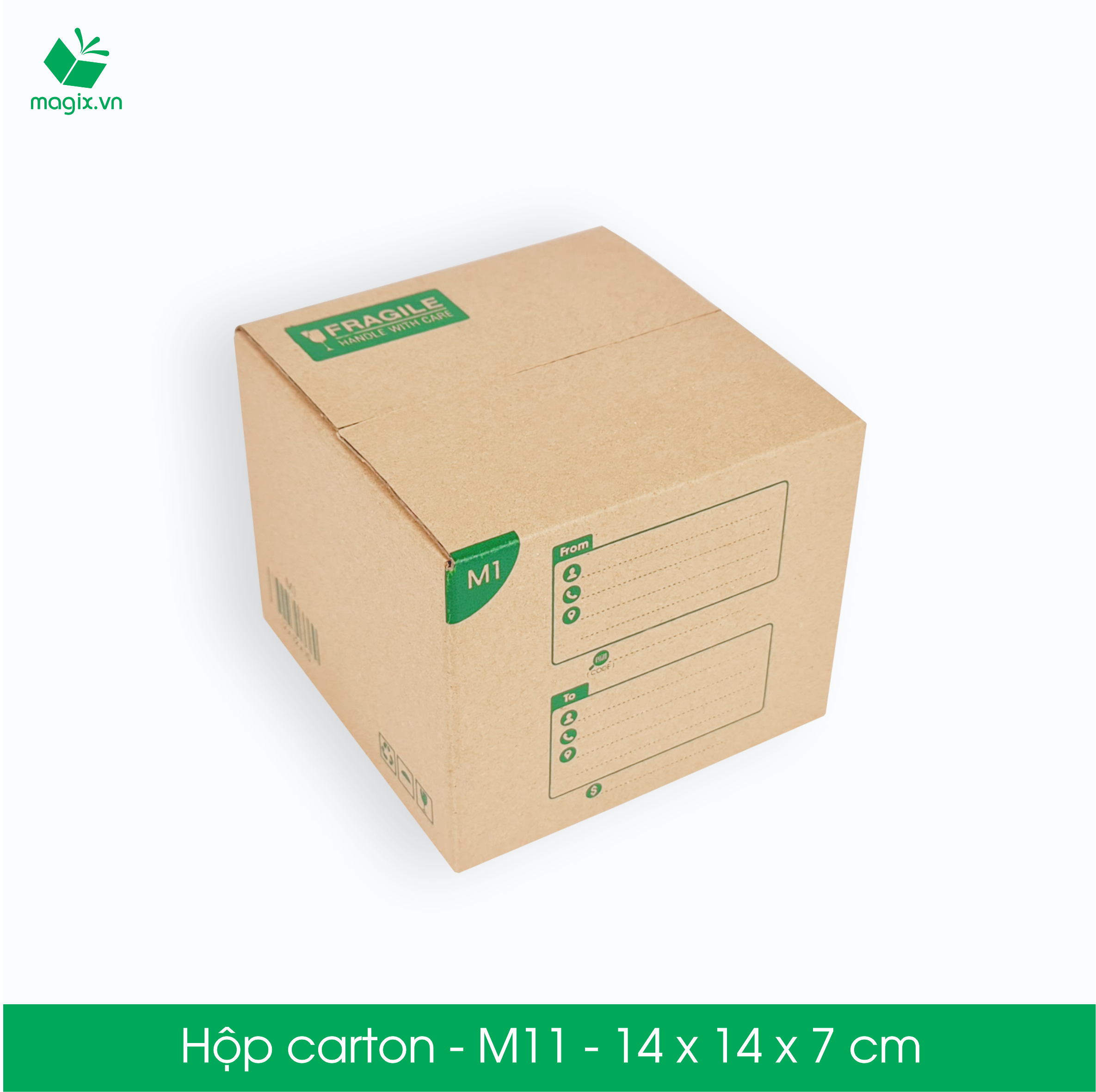 60 Thùng hộp carton đóng hàng - M11 - 14x14x7 cm