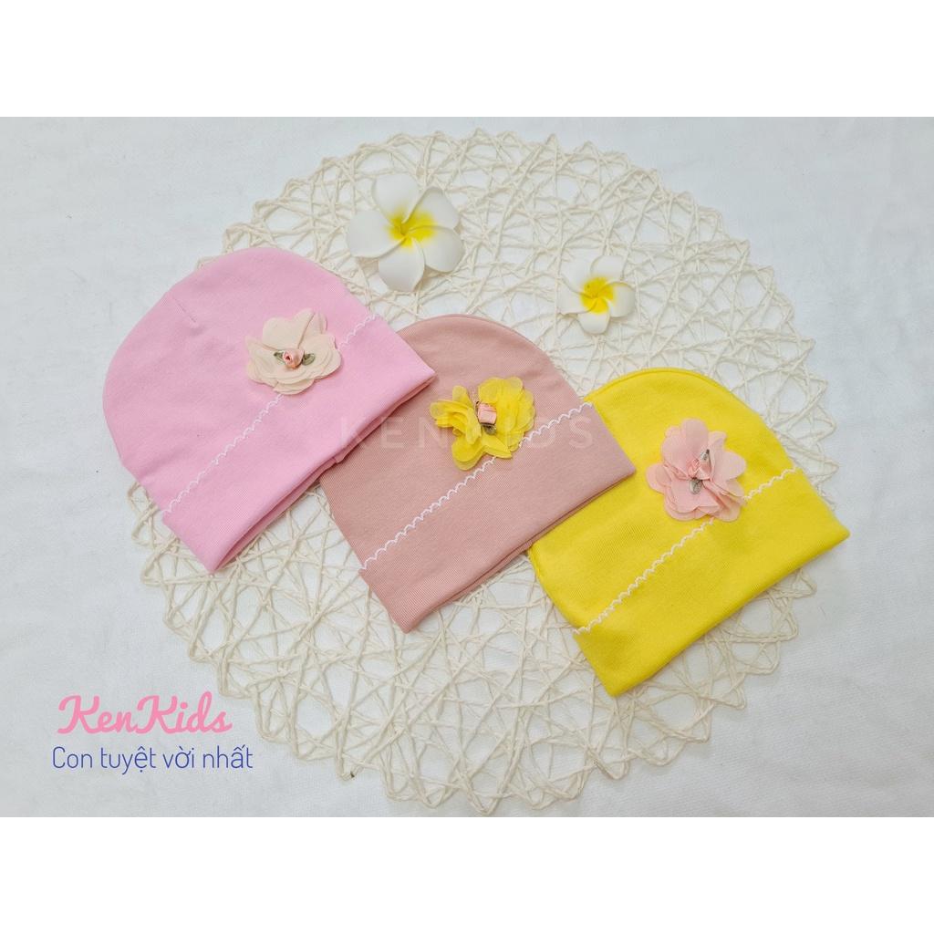 SET 5 Nón mũ tròn bo sơ sinh chất mềm - đính hoa đáng yêu cho bé gái