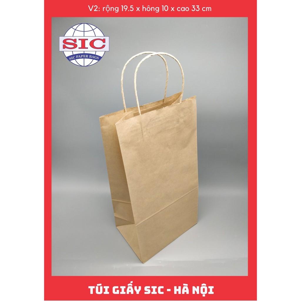 100 CHIẾC TÚI GIẤY KRAFT V2 19.5x10x33cm CÓ QUAI