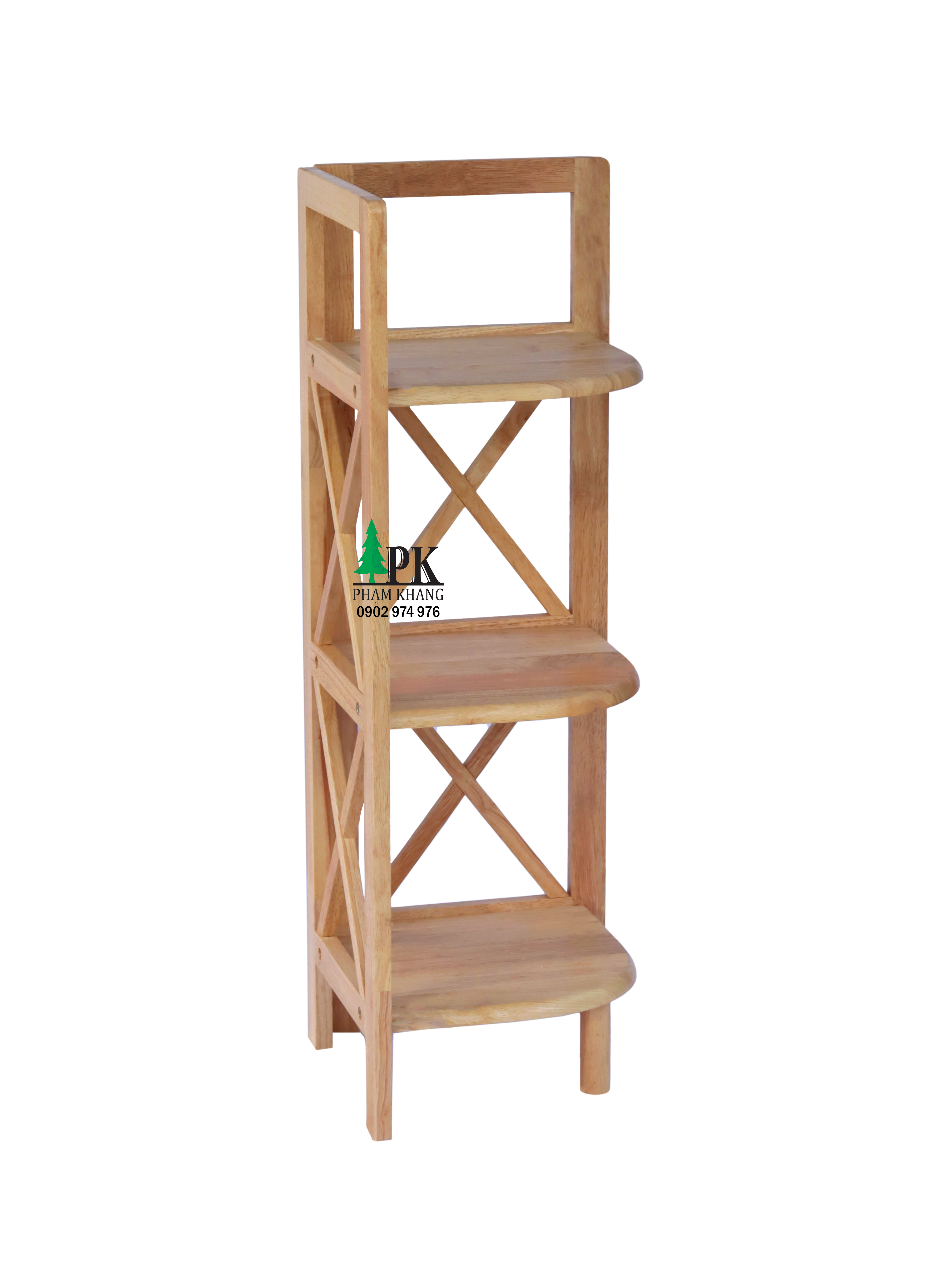 Kệ góc gỗ Phạm Khang 3 tầng rộng 32cm màu tự nhiên