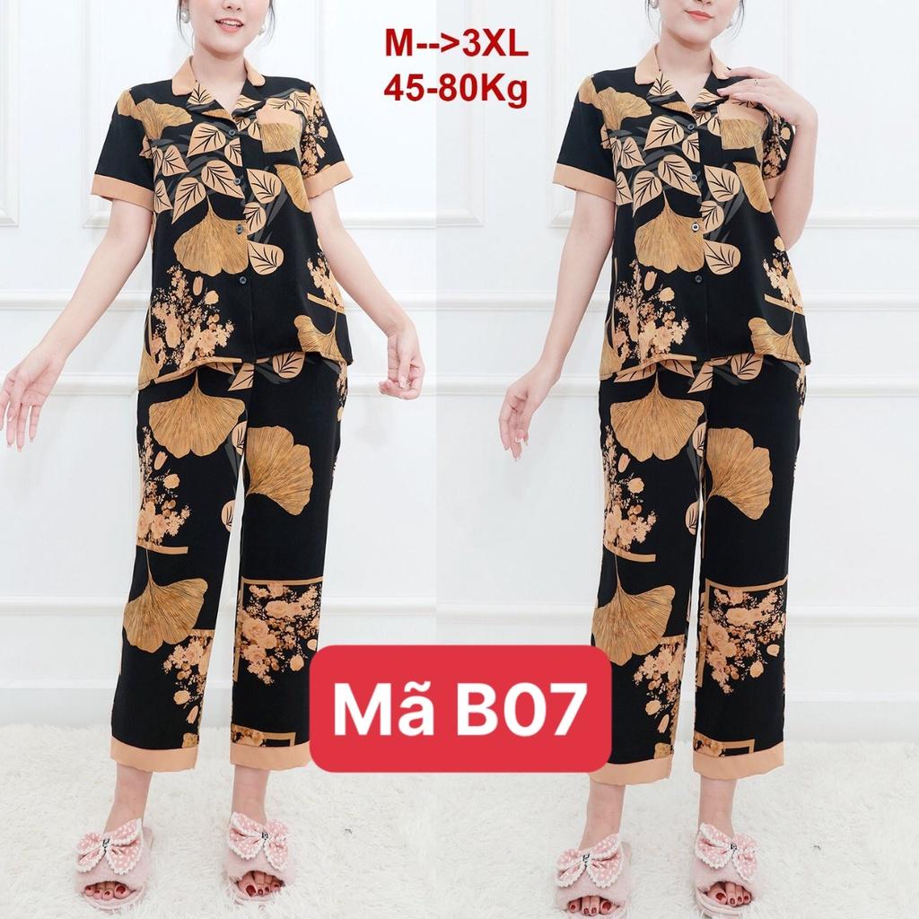 Bộ đồ ngủ lụa phong cách pijama nữ, chất lụa Latin cao cấp, Đồ mặc ở nhà thoải mái trẻ trung có đủ size