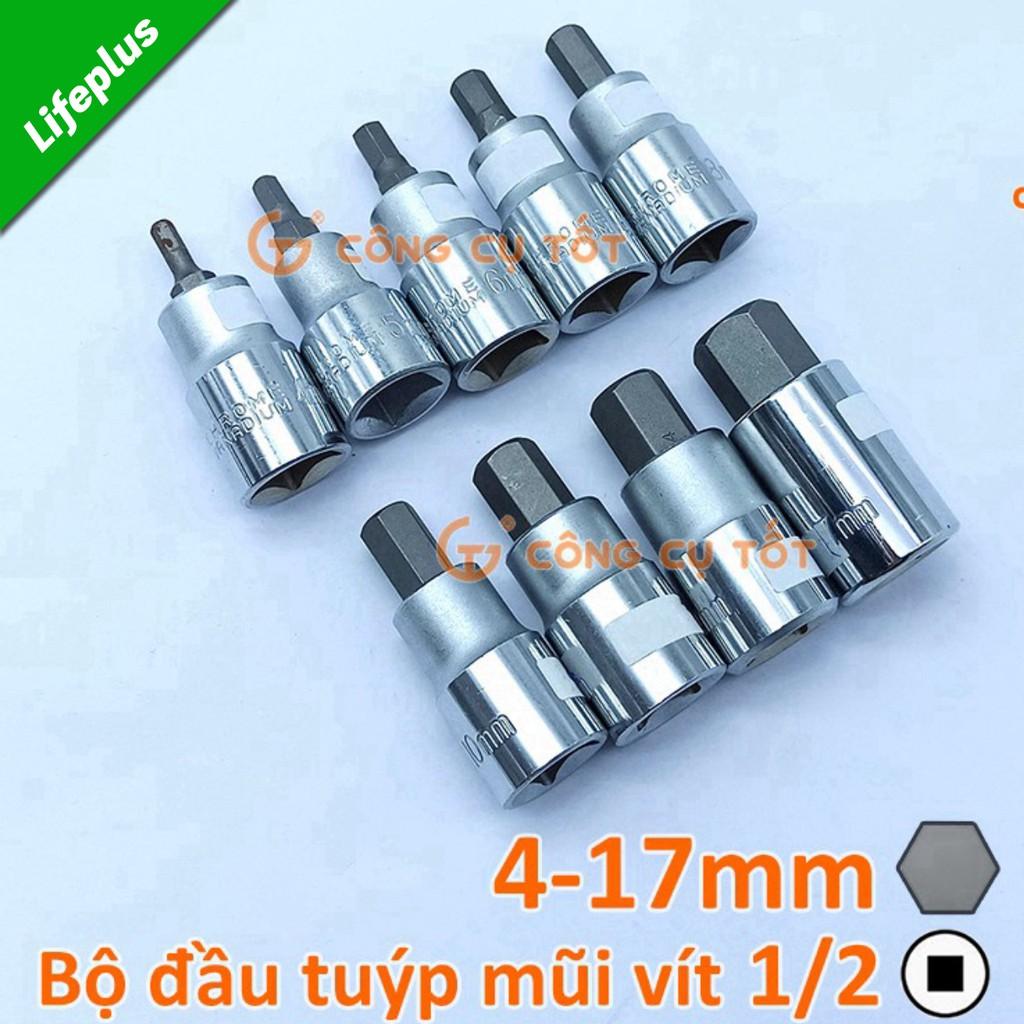 Đầu tuýp 1/2 kèm mũi lục giác thép CRV