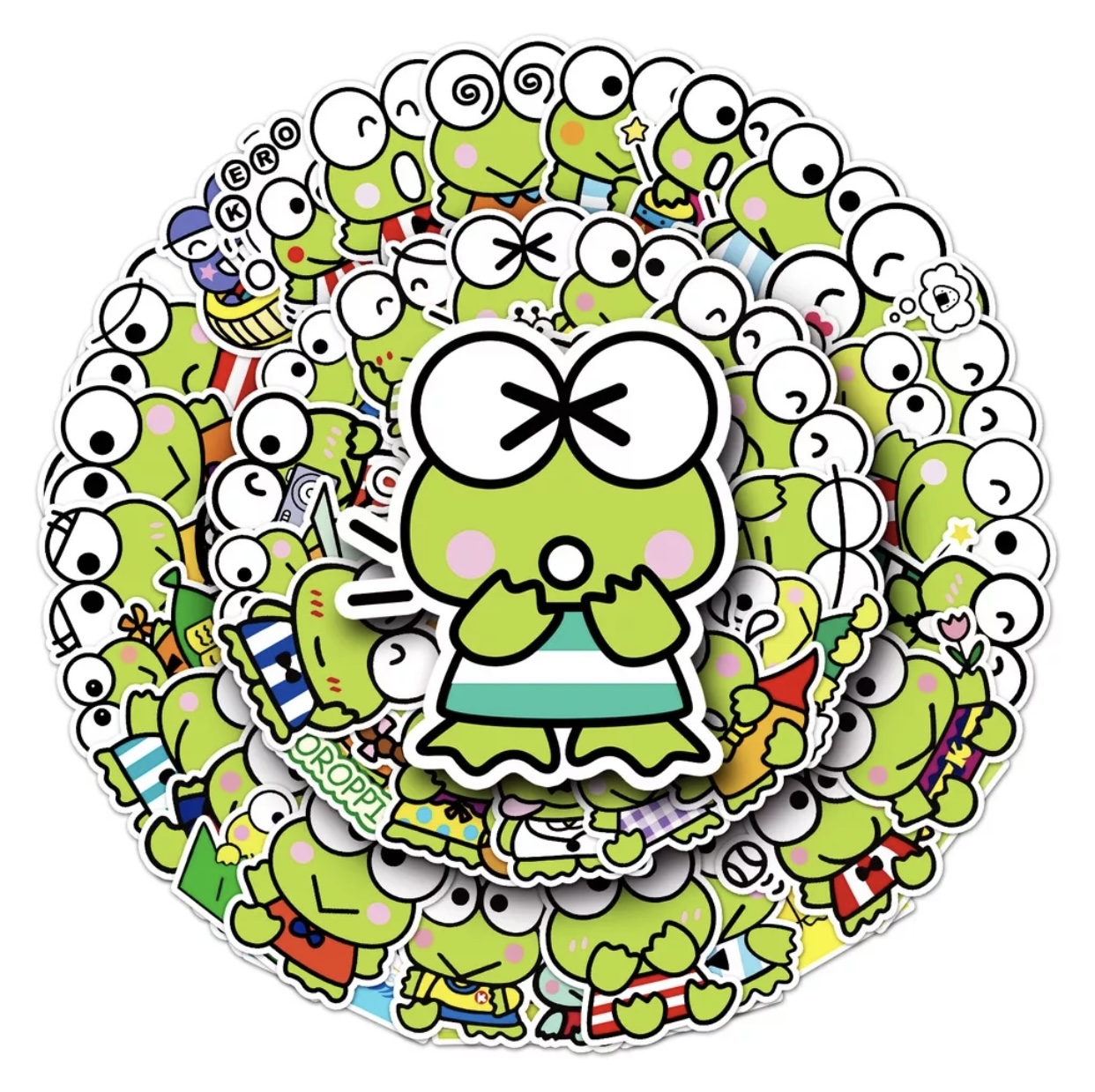 Bộ 50 Miếng Dán Hình Sanrio Keroppi Vui Nhộn Chống Thấm Nước Trang Trí Bình Nước/Laptop/Sổ tay…