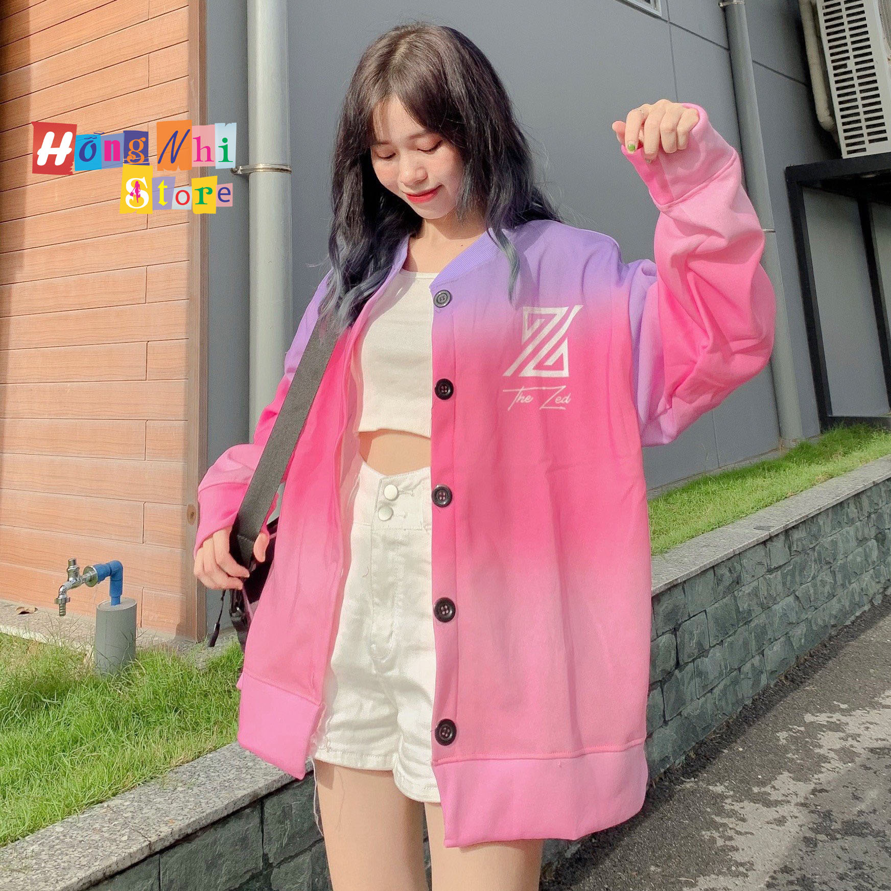 Áo Khoác Cardigan 3D Loang Màu Chữ Z Hồng Tie Dye Oversize Ulzzang Unisex Dáng Rộng Nam Nữ - MM