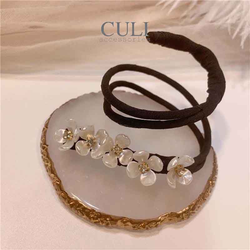 Kẹp búi tóc, kẹp quấn tóc dẻo củ tỏi đa năng, kẹp tóc đính hoa - ngọc hot trend style Hàn Quốc cho nữ - Culi.accessories