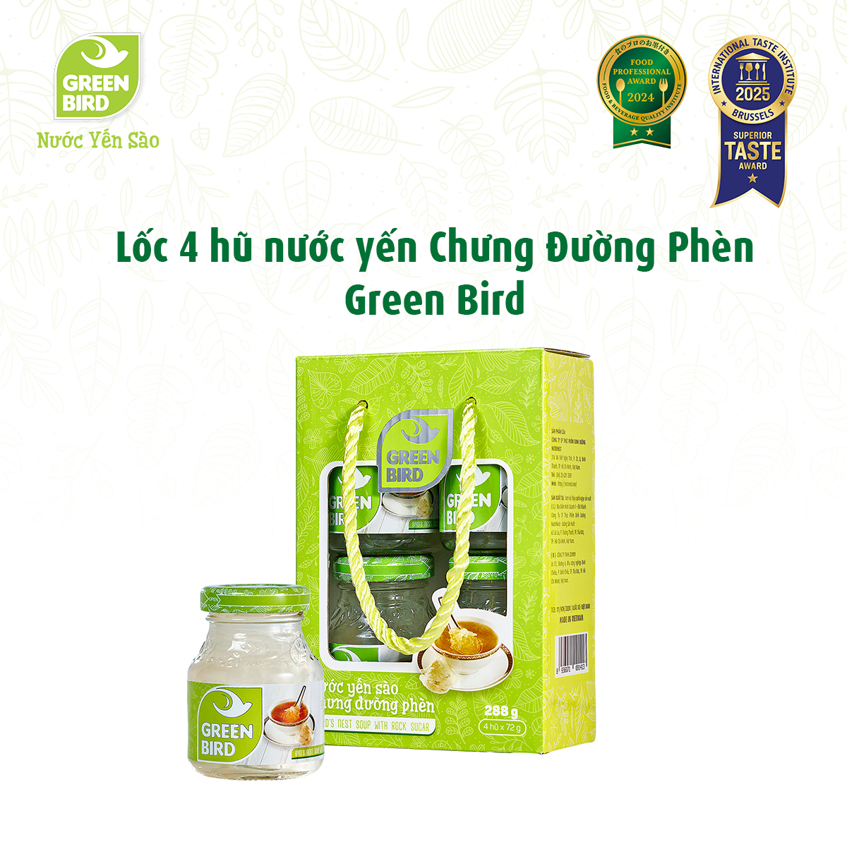 Nước Yến Chưng Đường Phèn Green Bird Thanh Mát Dễ Uống Hũ 72g