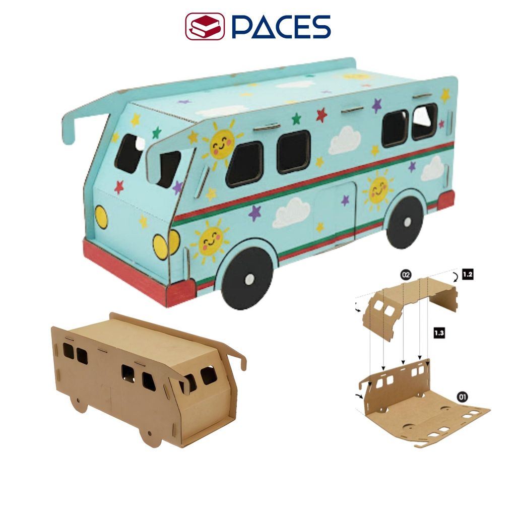 Mô Hình Lắp Ráp - XE BUS - Chất Liệu Carton Thân Thiện Môi Trường - SKIDS