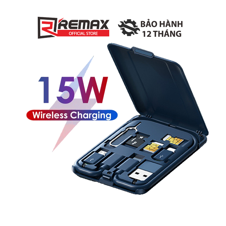 Bộ sạc nhanh không dây 15W đa năng Remax RP-W59 /4 đầu cáp khác nhau /Tích Hợp Giá Đỡ- Hàng chính hãng