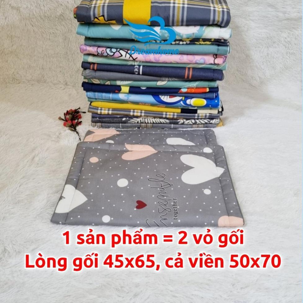 Vỏ gối cotton 100% 45x65 đẹp cao cấp 1 đôi, vỏ gối nằm cotton khóa kéo nhiều màu cho bé