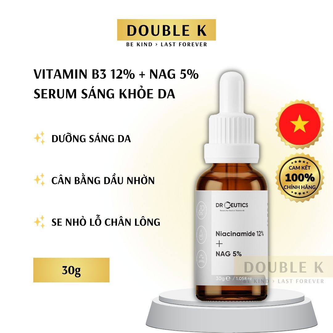 DrCeutics Niacinamide 12% + NAG 5% - Serum Sáng Da, Mờ Thâm Mụn, Se Nhỏ Lỗ Chân Lông - Double K